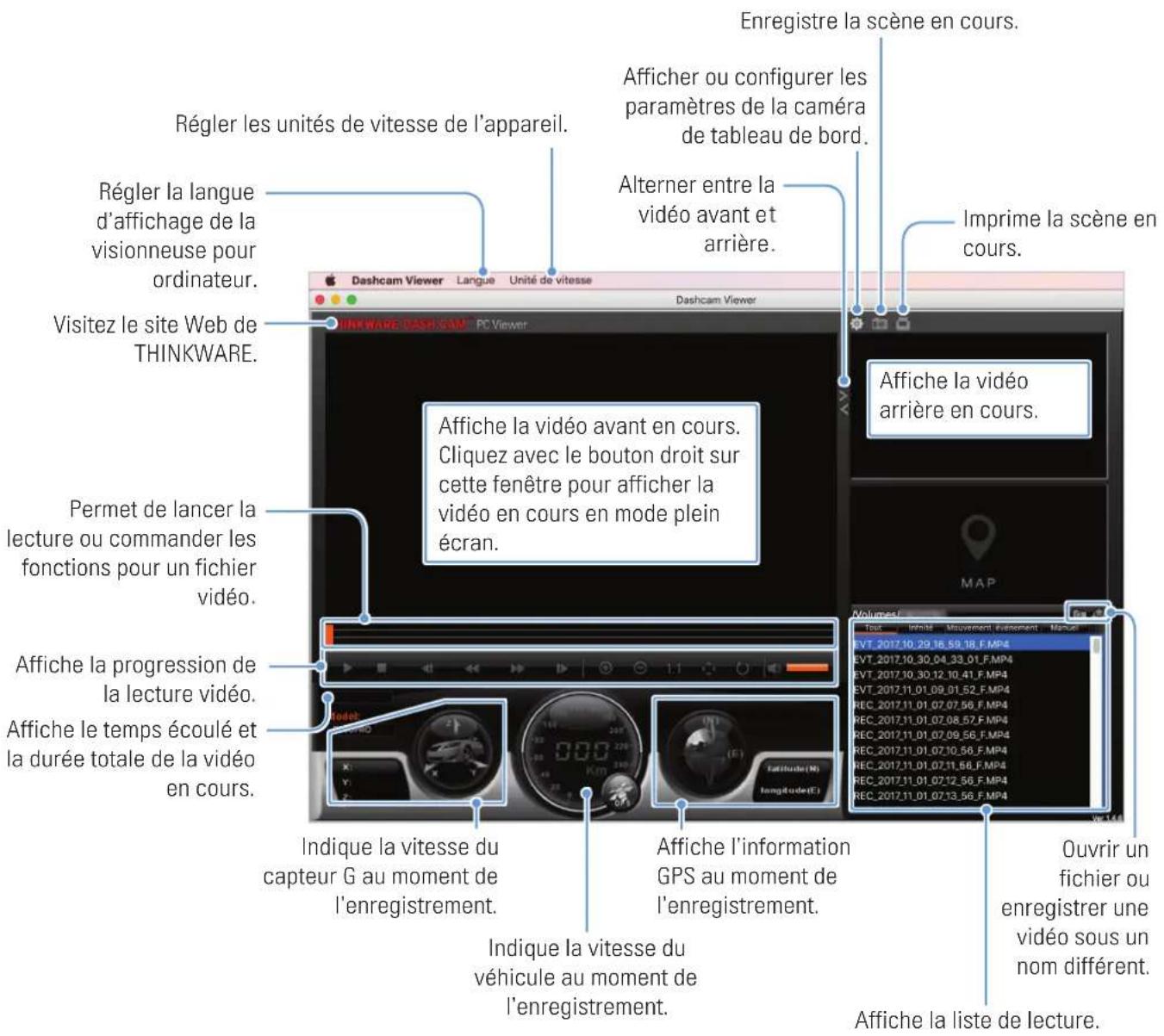 Thinkware FA200 - Disposition de l'écran de la visionneuse pour ordinateur (pour mac) - 1