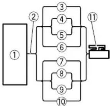 PIONEER GMA6704 - Connexionslorsde l'utilisationdufild'entree deshaut-parleurs - 1