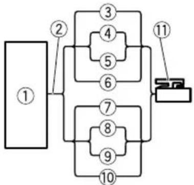 PIONEER GMA4704 - Connexions lors de l'utilisation du fil d'entrée des haut-parleurs - 1