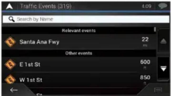 PIONEER AVICW8600NEX - Visionner la liste de circulation routière - 1