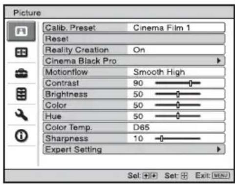 SONY VPLHW45ES - Appare il menu. - 1