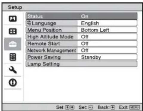 SONY VPLHW45ES - Press / to select the Setup menu, and press  or - 2