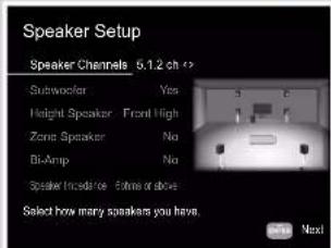 ONKYO TXNR595 - Réglages "Speaker Setup" durant Initial Setup (→p128) - 1