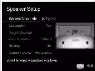 ONKYO TXNR595 - Réglages "Speaker Setup" durant Initial Setup (→p128) - 1