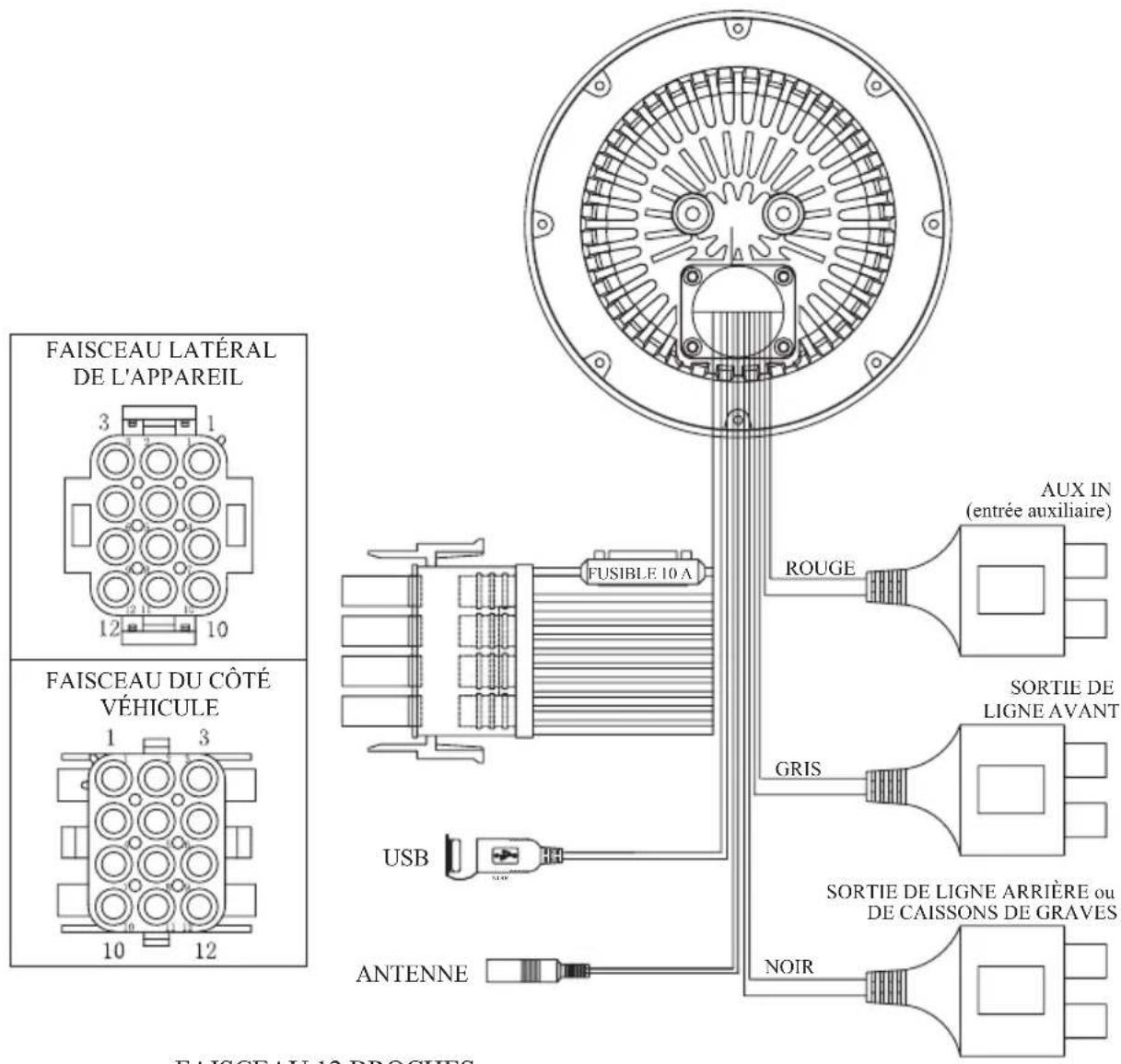 CLARION GR10BT - CONNEXION DES CÂBLES - 1