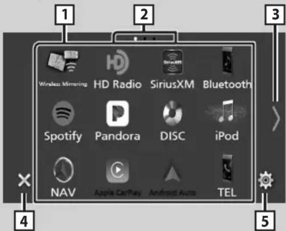 KENWOOD Excelon DNX696S - Source selection screen description - 1