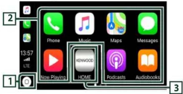 KENWOOD DDX9707S - Boutons de commande et applications disponibles sur l'écran d'accueil de Apple CarPlay - 1