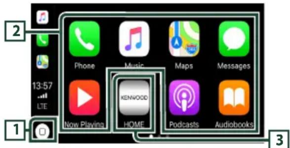 KENWOOD Excelon DDX6906S - Boutons de commande et applications disponibles sur l'écran d'accueil de Apple CarPlay - 1