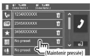 KENWOOD DDX376BT - Préréglage de numéros de téléphone - 3