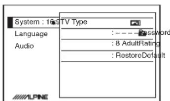 ALPINE PKGRSE3HDMI - Configuración de DVD - 1