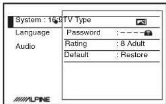 ALPINE PKGRSE3HDMI - Configuration du lecteur DVD - 1
