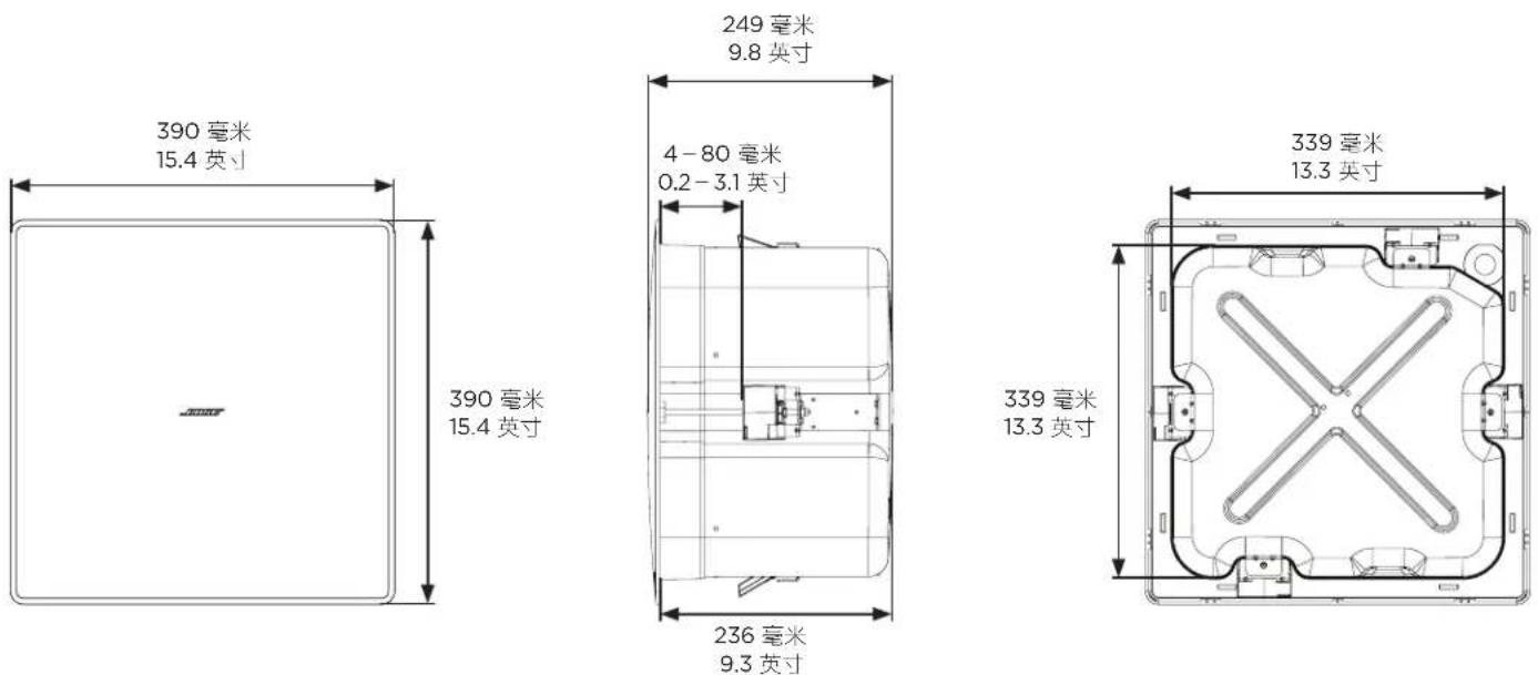 BOSE EdgeMax EM180 - 产品尺寸 - 1
