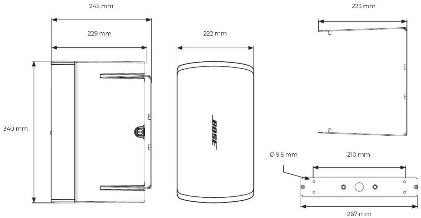 BOSE DesignMax DM6SE - Afmetingen van het product - 1
