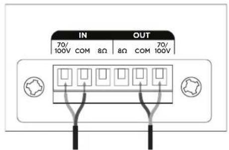 IN 70/ 100V COM 8Ω 8Ω COM 70/ 100V OUT