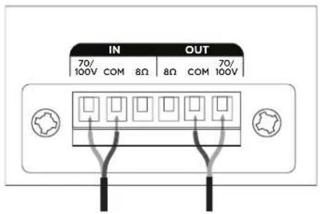 IN 70/ 100V COM 8Ω 8Ω COM 70/ 100V OUT