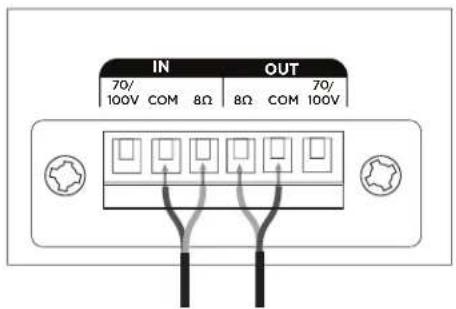 IN 70/ 100V COM 8Ω 8Ω COM 100V OUT 70/