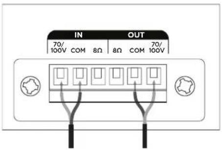 IN 70/ 100V COM 8Ω 8Ω COM 70/ 100V OUT