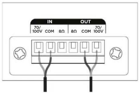 IN 70/ 100V COM 8Ω 8Ω COM 70/ 100V OUT