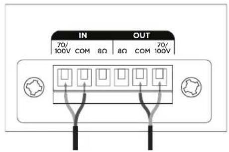 IN 70/ 100V COM 8Ω 8Ω COM 70/ 100V OUT