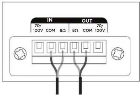 IN 70/ 100V COM 8Ω 8Ω COM 100V OUT 70/