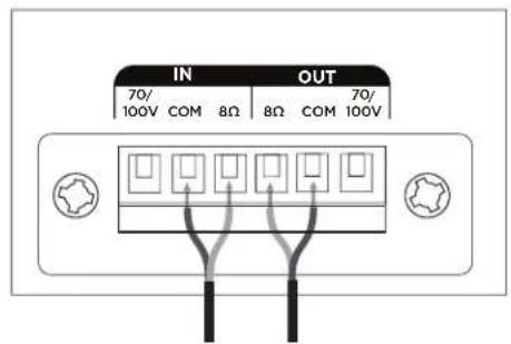 IN 70/ 100V COM 8Ω 8Ω COM 100V OUT 70/
