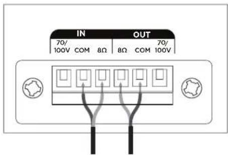 IN 70/ 100V COM 8Ω 8Ω COM 100V OUT 70/