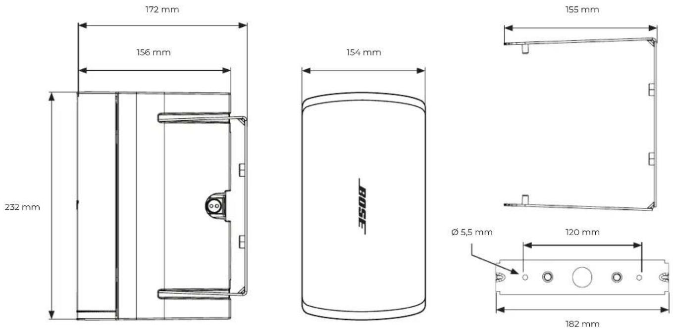 BOSE DesignMax DM3SE - Afmetingen van het product - 1
