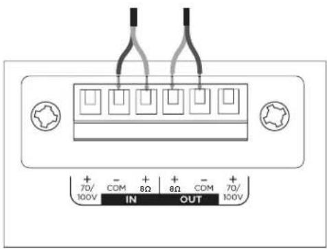 + 70/- 100V IN + 8Ω OUT + 8Ω COM - COM + 70/- 100V