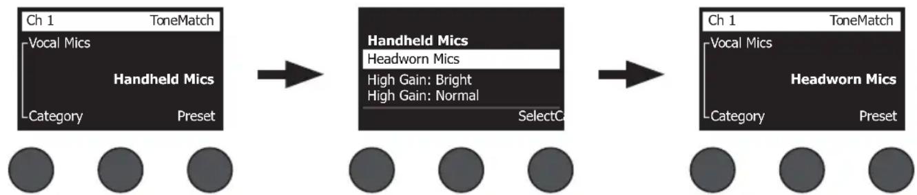 BOSE T8S ToneMatch - Selecting a ToneMatch® Preset - 2