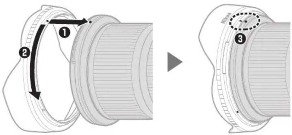 NIKON Nikkor Z 1430mm f4 S Mirrorless - Fixation et retrait du parasoleil - 1