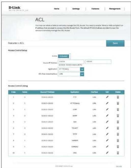 D-LINK DSL3788 - Liste de contrôles d'accès - 1