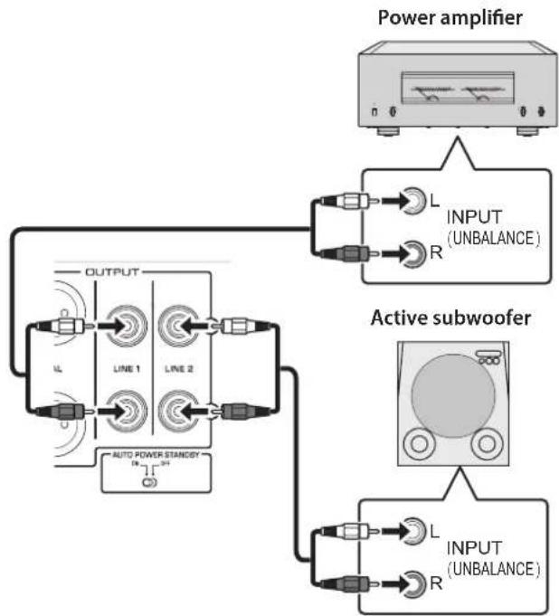 YAMAHA C5000 - Connecting a power amplifier and an active subwoofer - 2
