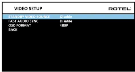 ROTEL RSP1576 - Configurar Video (Video Setup) - 1