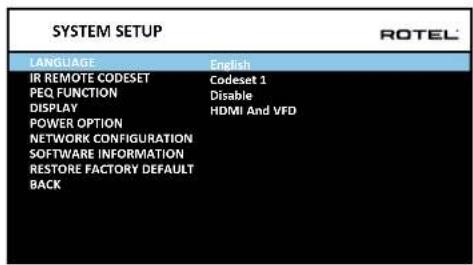 ROTEL RSP1576 - Impostazione sistema (System Setup) - 1