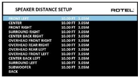 ROTEL RSP1576 - Impostazione distanza diffusori (Speaker Distance Setup) - 1