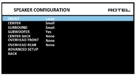 ROTEL RSP1576 - Конфигурирование акустических систем – Speaker Configuration - 1