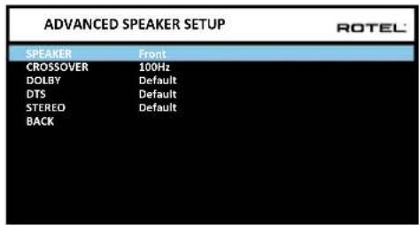 ROTEL RSP1576 - Impostazioni avanzate diffusori (Advanced Speaker Setup) - 1