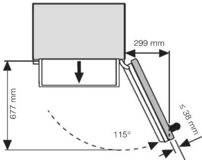MIELE KWT 2671 ViS - Cotes avec porte ouverte (angle d'ouverture 115^ ) - 1