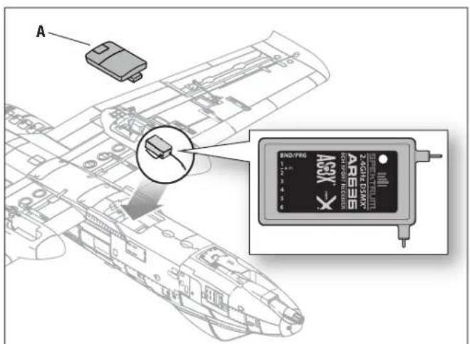 E-flite A10 Thunderbolt II - Installazione della AR636 - 2