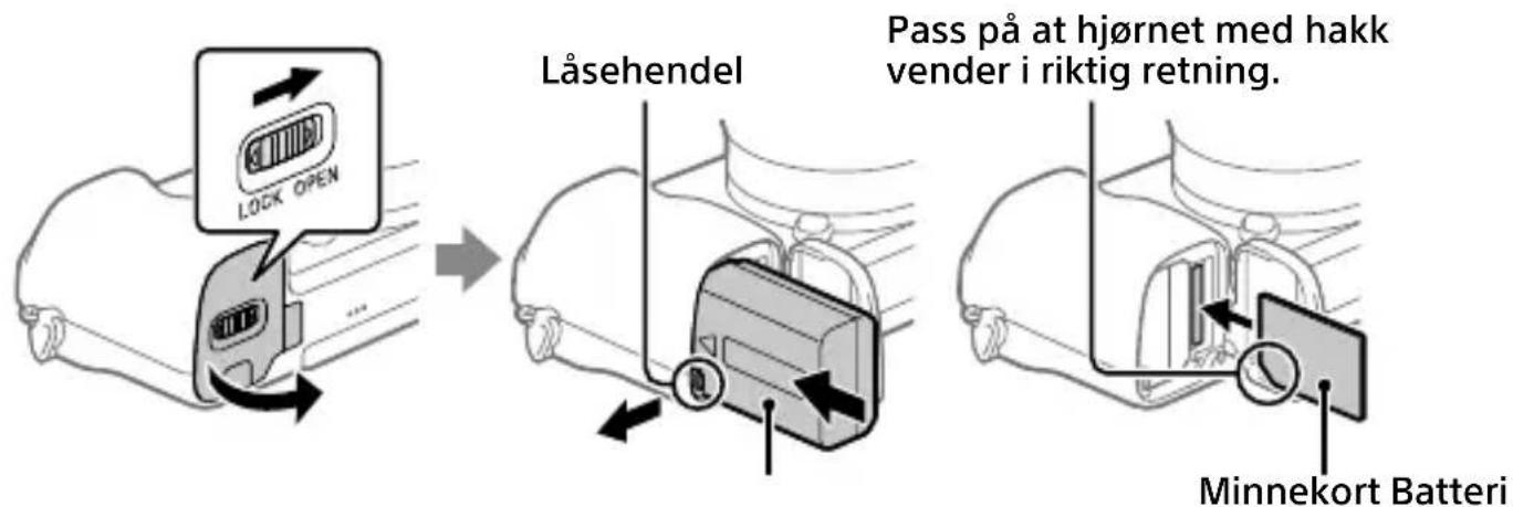 SONY Alpha a1400 - Sette inn batteriet (inkludert)/minnekortet (selges separat) i kameraet - 1