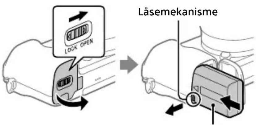 SONY Alpha a1400 - Indsætning af batteripakken (medfølger)/hukommelseskortet (sælges separat) i kameraet - 1