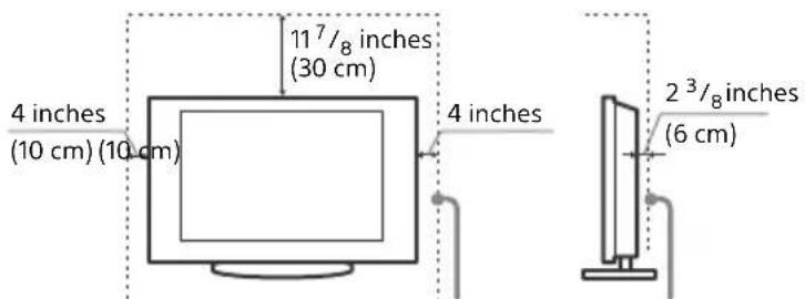 SONY Bravia XBR43X800D - Installing the TV against a wall or enclosed area - 1