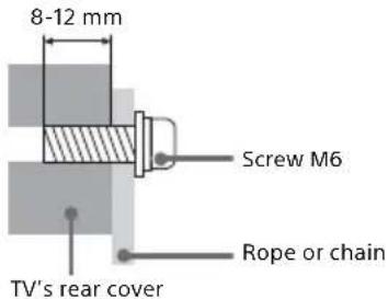 8-12 mm Screw M6 Rope or chain TV's rear cover