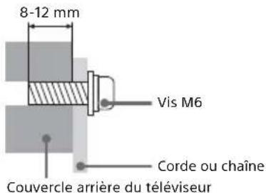 8-12 mm Vis M6 Corde ou chaîne Couvercle arrière du téléviseur