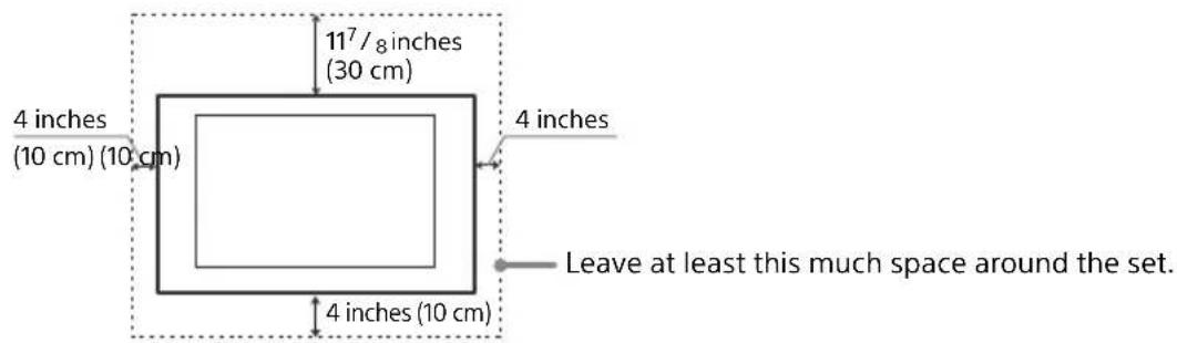 117/8 inches (30 cm) 4 inches (10 cm) (10 cm) 4 inches Leave at least this much space around the set. 4 inches (10 cm)