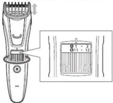PANASONIC ERGB62 - Draai de rotatieknop totdat het indicatormerkpunt op de gewenste kniphoogte komt te staan. - 1