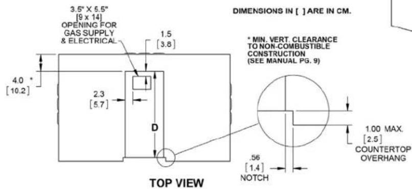 Hestan AGB122NGTQ - BUILT-IN DIMENSIONS (NON-COMBUSTIBLE): - 2