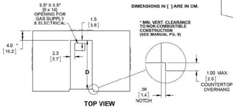 Hestan AGB122NGGR - BUILT-IN DIMENSIONS (NON-COMBUSTIBLE): - 2