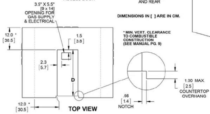 Hestan AGB122NGGR - BUILT-IN DIMENSIONS (COMBUSTIBLE): - 2