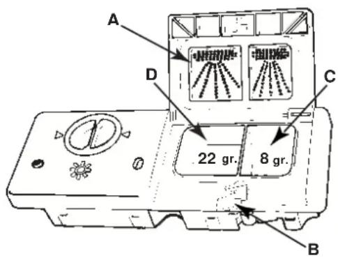 INDESIT DI 72 SI (EU) - Het opvullen met afwasmiddel - 1
